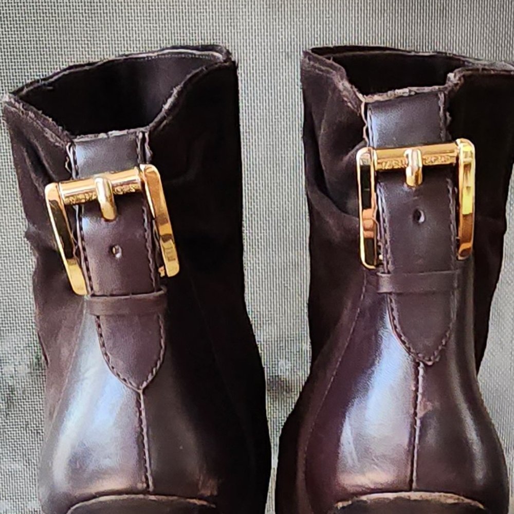 Michael Kors Brown Suede High Heeled Ankle Booties Size 8M - Picture 10 of 15